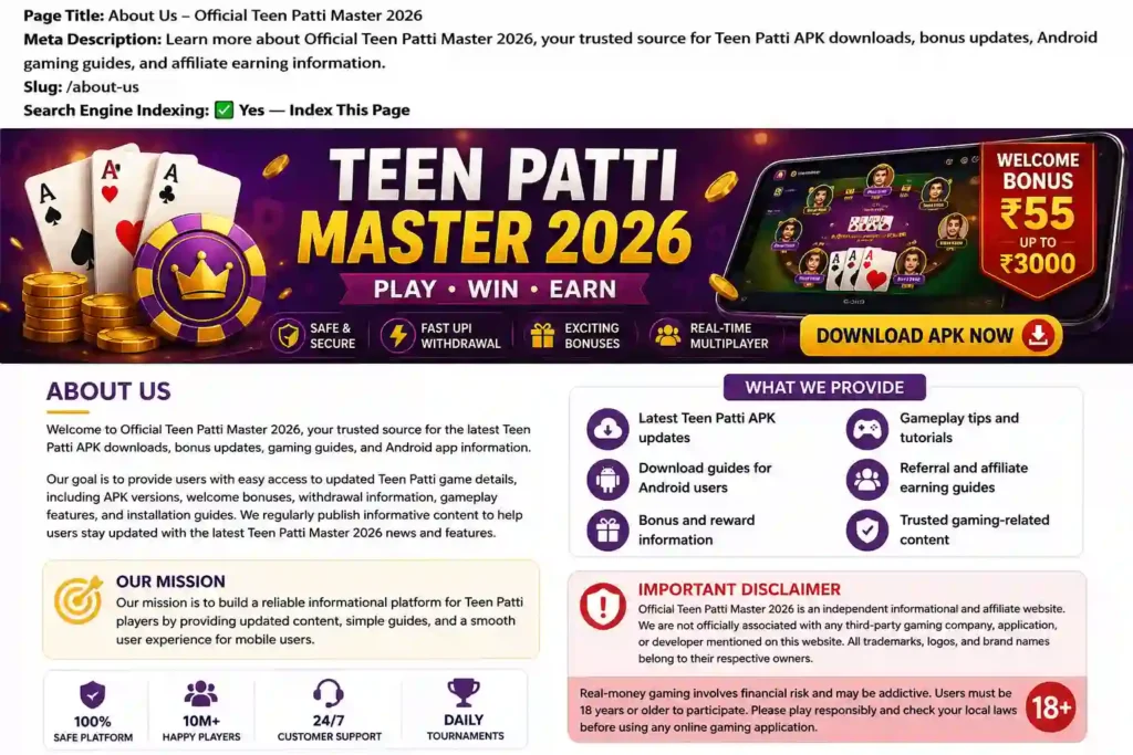 Teen Pattu Master About Us